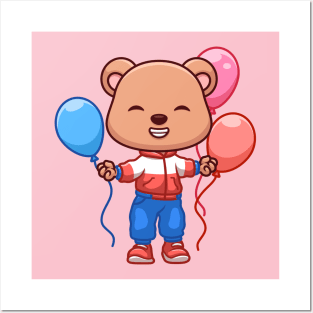 Birthday Bear Cute Cartoon Posters and Art